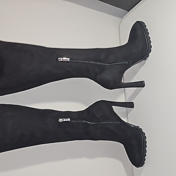 JLO Coblin Over The Knee Boot Black Suede 5" heel Flirty 9.5 Ankle Side Zip VGUC - Picture 10 of 16